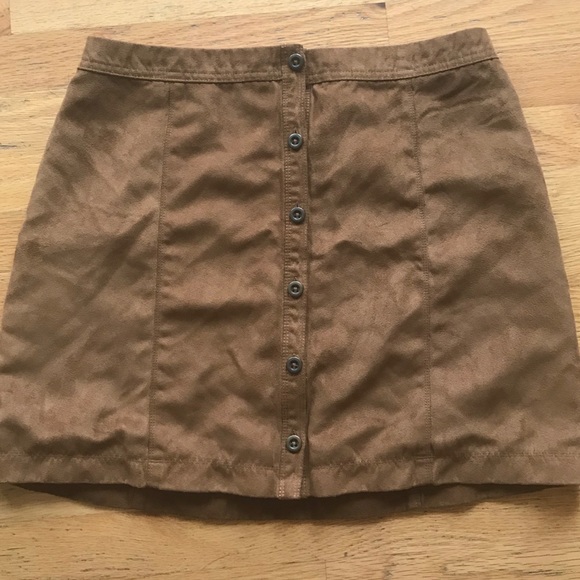Hollister Dresses & Skirts - Brown Suede Button-up Mini Skirt